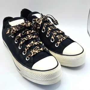 Converse Black Low Top Lift Ox Leopard Sneakers Size 10